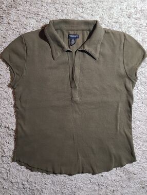 Women’s XL Top Bundle American Eagle Ribbed Polo Graphic Long Sleeve Casual Y2k